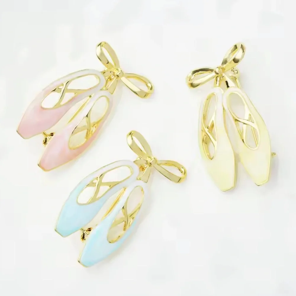 Charming Pink Ballet Shoe Brooch